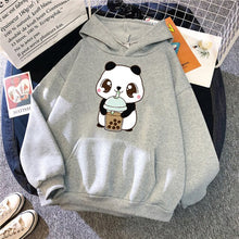 Load image into Gallery viewer, Panda Drinking Bubble Tea Hoodie
