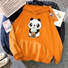 Load image into Gallery viewer, Panda Drinking Bubble Tea Hoodie
