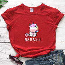 Load image into Gallery viewer, Namaste Yoga Unicorn T-shirt
