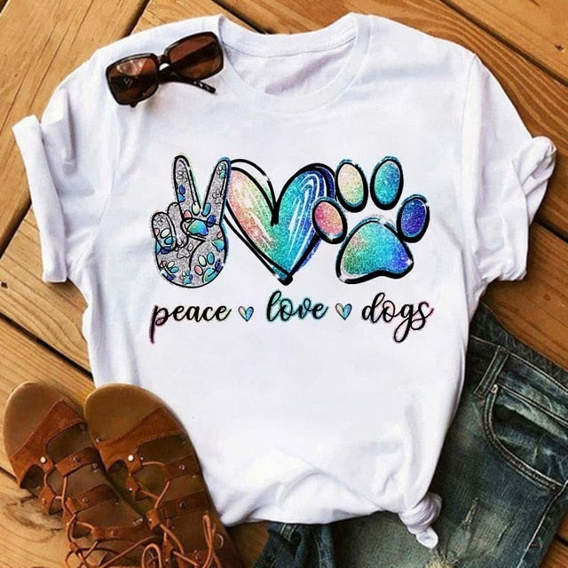 Peace Love Dogs Ladies T-Shirt